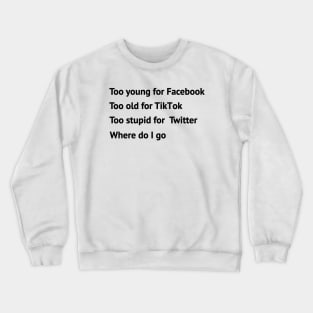 Too young too old too stupid Crewneck Sweatshirt